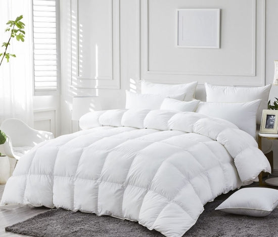 All-Season Luxury Oversized Siberian Goose Down Comforter Duvet Insert Hypoallergenic 750FP 1200 Thread Count 100% Egyptian Cotton