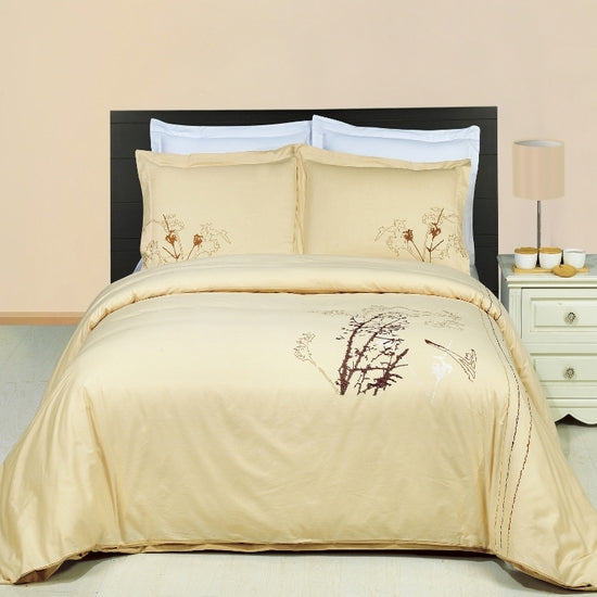 Katella Embroidered 100% Cotton 3-Piece Duvet Cover Set