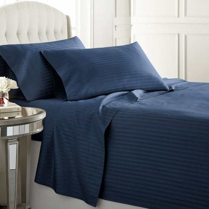 1500TC 8PC Bed in a Bag with Down Alternative Comforter (Style: Stripe)