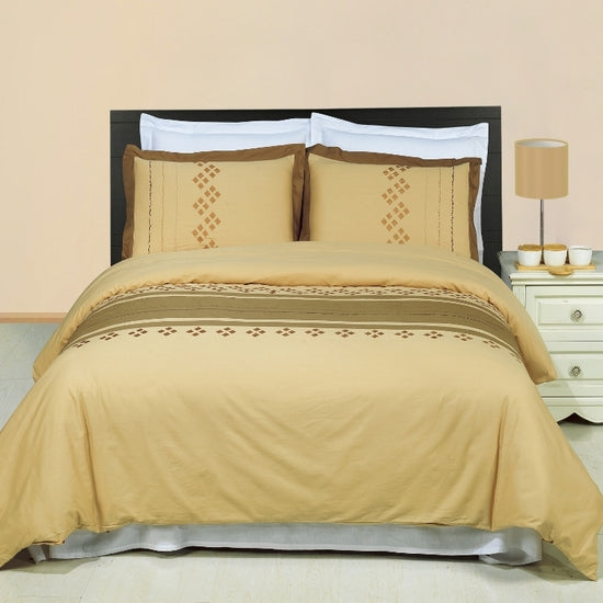 Lakewood Embroidered 100% Cotton 3-Piece Duvet Cover Set