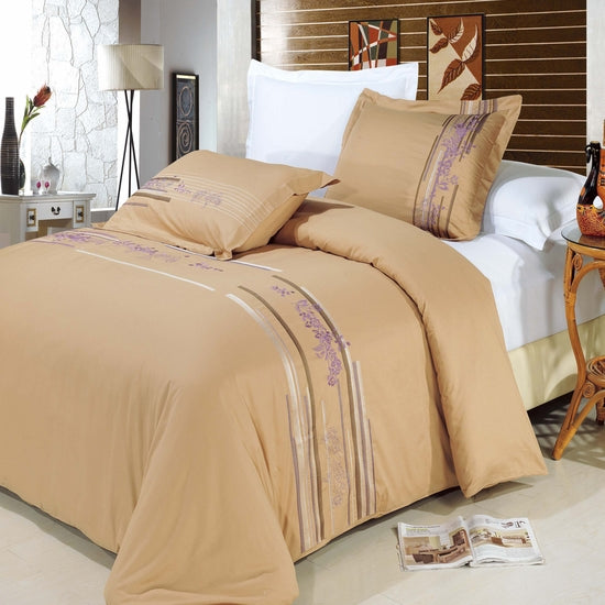 Cecilia Embroidered 100% Cotton 3-Piece Duvet Cover Set