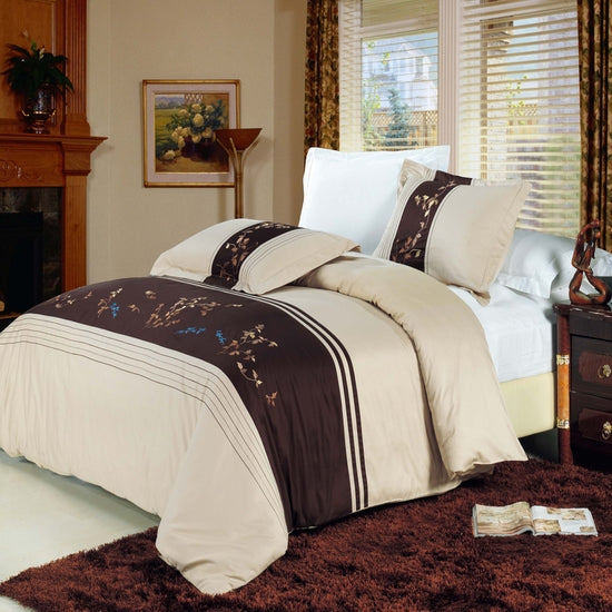 Celeste Embroidered 100% Cotton 3-Piece Duvet Cover Set