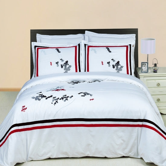 Florence Embroidered 100% Cotton 3-Piece Duvet Cover Set