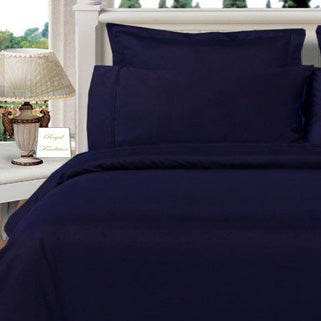 3PC 100% Egyptian Cotton Twin XL Navy Solid Comforter Cover Set