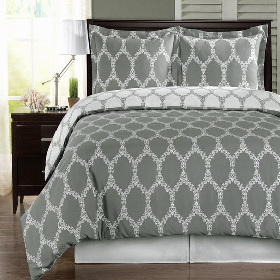 Brooksfield Gray 100% Egyptian Cotton Duvet Cover Set