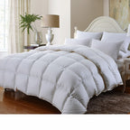 Luxury Goose Down Comforter 600-Thread-Count, BAFFLE BOX CONSTRUCTION, 100% Egyptian Cotton Solid White