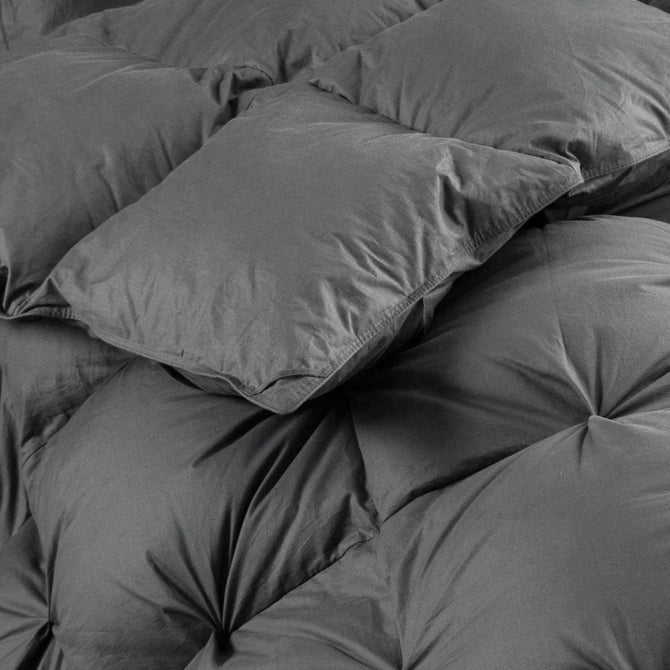 Luxurious All-Season Gray Pinch Pleat Goose Down Comforter Duvet Insert, Premium Pinch Pleat Design, 100% Down-Proof Cotton Cover, 750+ Fill Power, 60 - 80 oz. Fill Weight