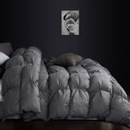 Luxurious All-Season Gray Pinch Pleat Goose Down Comforter Duvet Insert, Premium Pinch Pleat Design, 100% Down-Proof Cotton Cover, 750+ Fill Power, 60 - 80 oz. Fill Weight