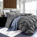 Luxurious All-Season Gray Pinch Pleat Goose Down Comforter Duvet Insert, Premium Pinch Pleat Design, 100% Down-Proof Cotton Cover, 750+ Fill Power, 60 - 80 oz. Fill Weight
