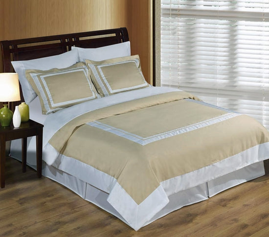 Hotel Linen and White Egyptian Cotton Duvet Cover Set