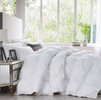 Luxurious All-Season Exquisite Pinch Pleat Design Goose Down Comforter Duvet, 750+ Fill Power, 100% Down-Proof Cotton Cover