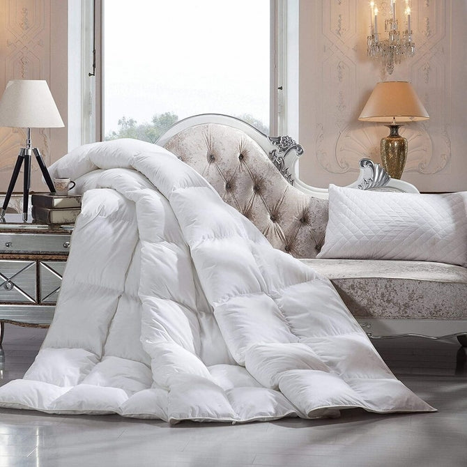 LUXURIOUS FULL / QUEEN Size Siberian GOOSE DOWN Comforter, 1200 Thread Count 100% Down-Proof Cotton, 750FP, 50oz, 1200TC, Hypoallergenic, White Solid