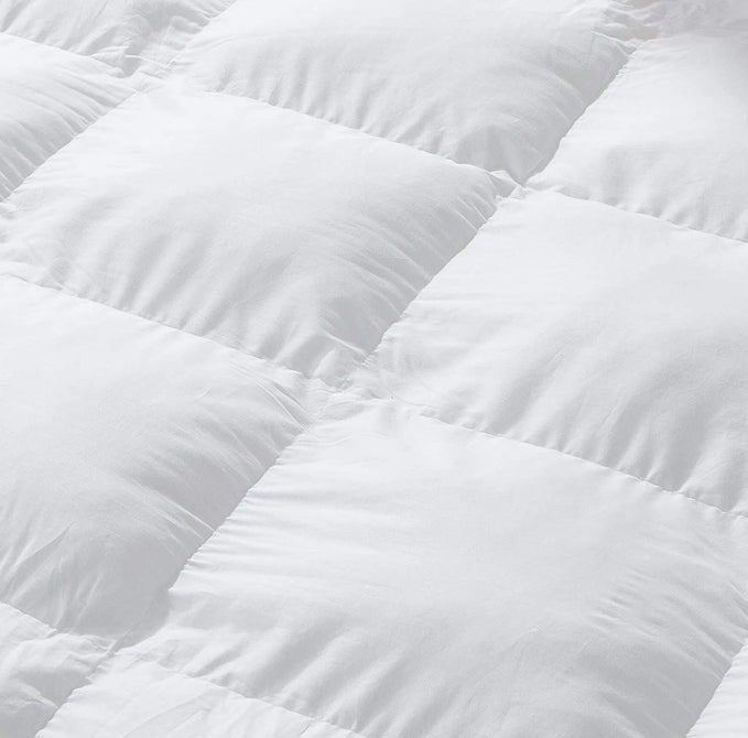 Luxurious Twin/Twin Extra Long Goose Down Alternative Comforter, 600 Thread Count 100% Egyptian Cotton Cover, 65 oz Fill Weight, 750 Fill Power, Twin/Twin XL, Solid White Color