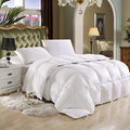 Luxurious Twin/Twin Extra Long Goose Down Alternative Comforter, 600 Thread Count 100% Egyptian Cotton Cover, 65 oz Fill Weight, 750 Fill Power, Twin/Twin XL, Solid White Color